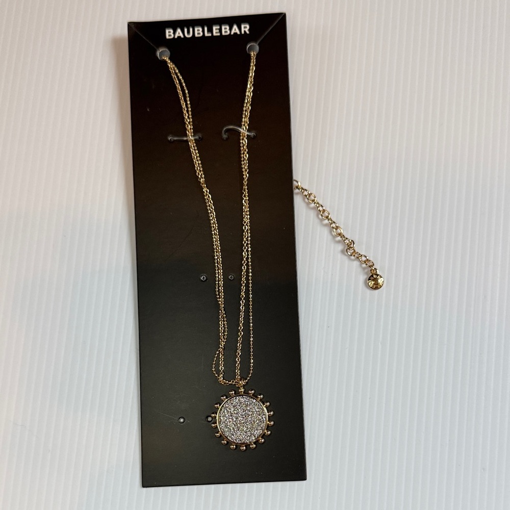 BaubleBar Gold Necklace with Silver Pendant